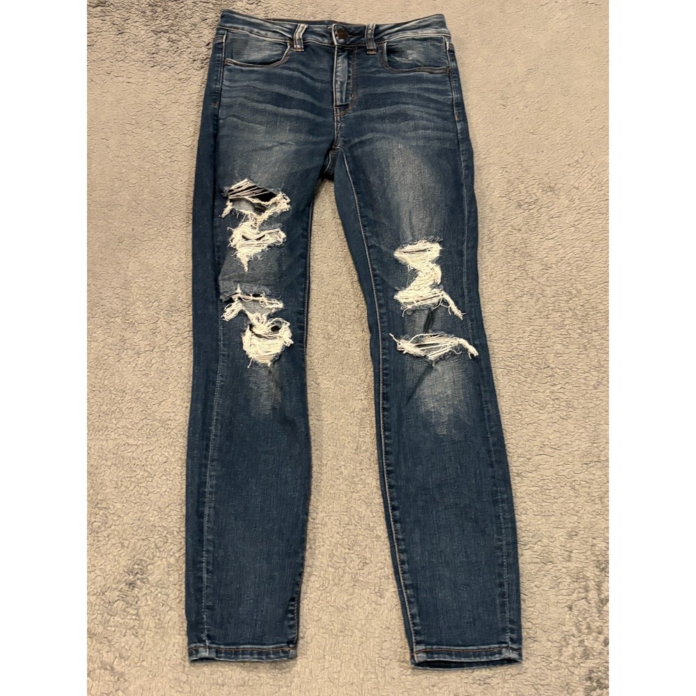 American Eagle Hi Rise Jegging Jeans Womens 6R Blue Ne(x)t Level Stretch Ripped